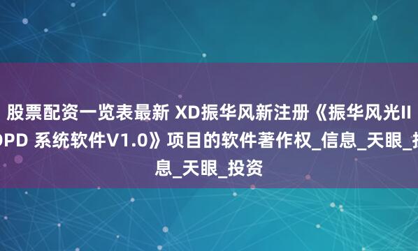 股票配资一览表最新 XD振华风新注册《振华风光IIO DPD 系统软件V1.0》项目的软件著作权_信息_天眼_投资