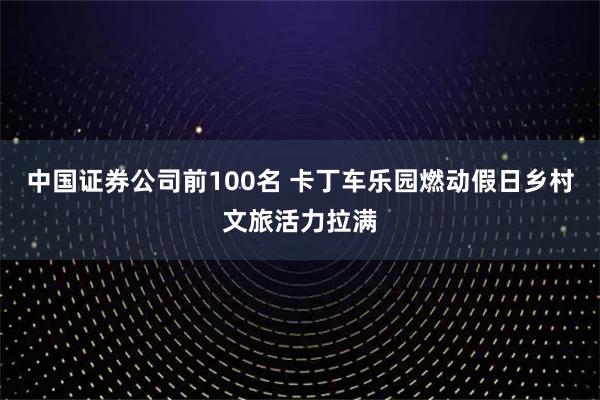 中国证券公司前100名 卡丁车乐园燃动假日乡村文旅活力拉满
